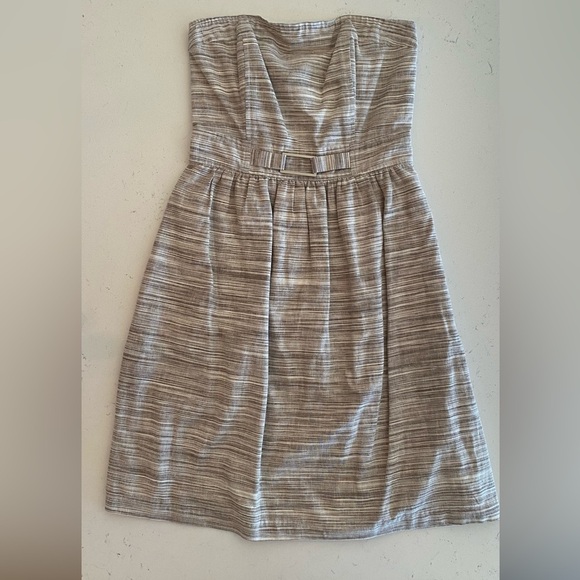 Banana Republic Linen Blend Strapless Dress with Pockets Taupe Size 4 - Picture 6 of 11